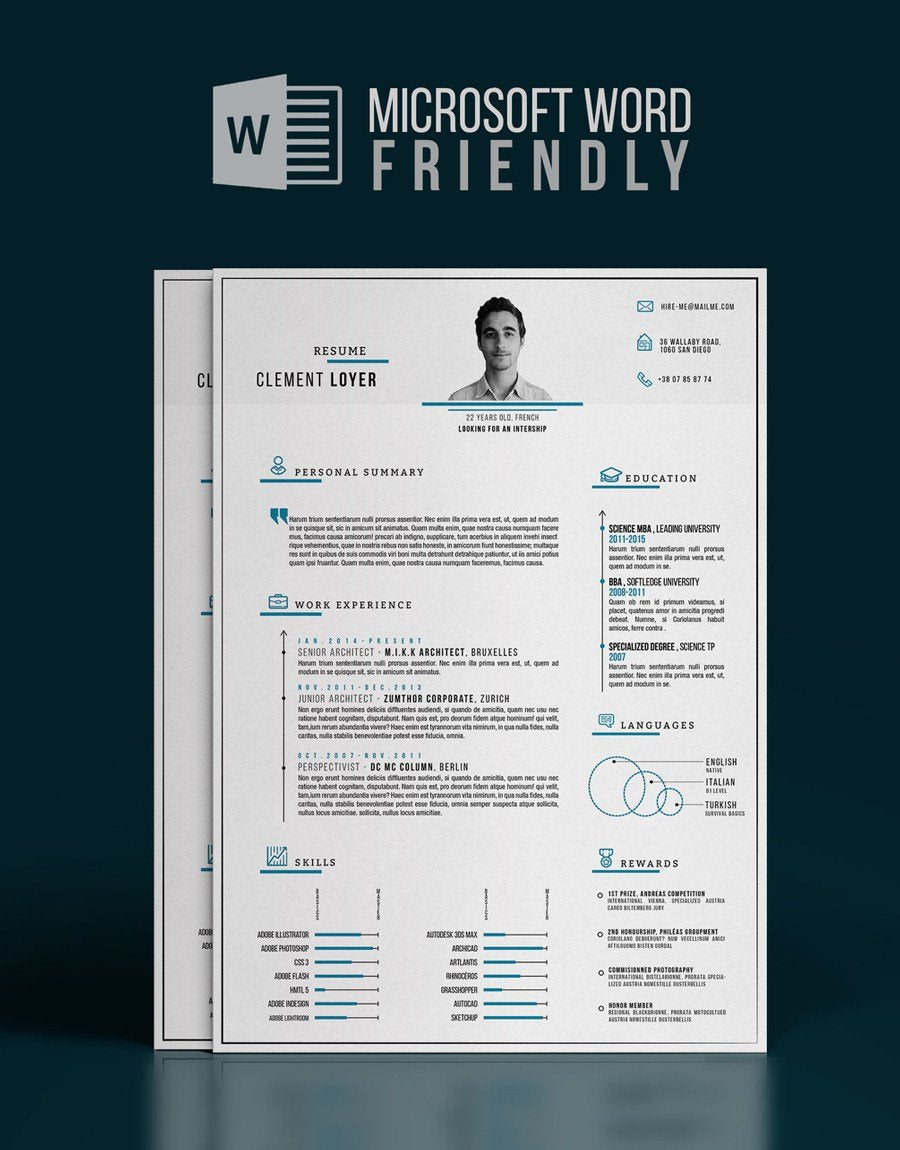 Free Precise Blue Microsoft Word Format Resume Template